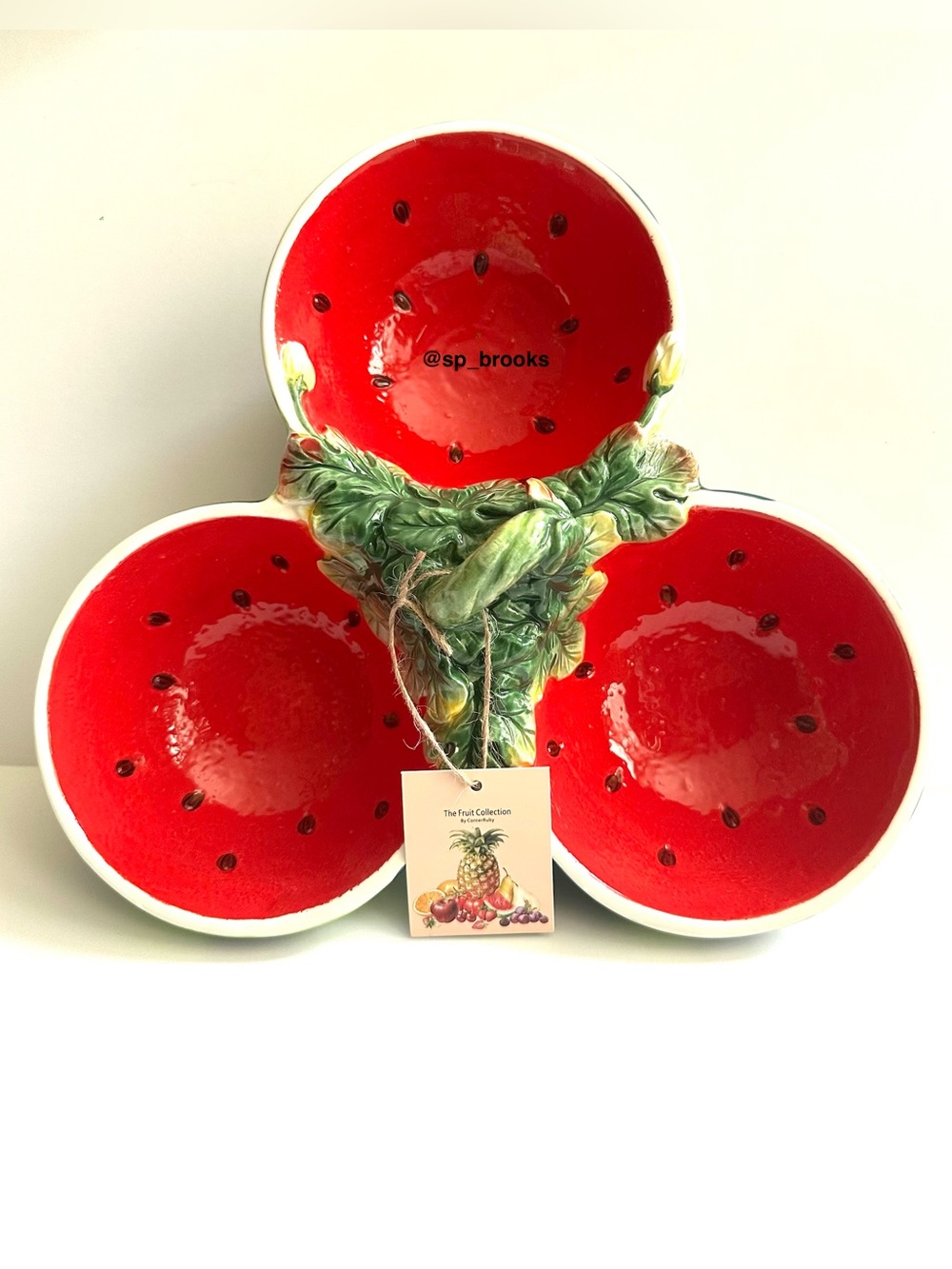 🎁3D Corner Ruby Watermelon Collection Serving Bowl Trio with Carry Loop